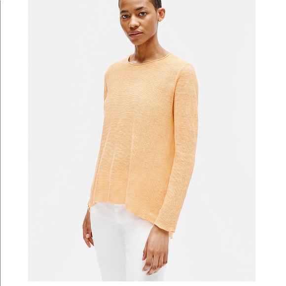 Eileen Fisher Sweaters - Eileen Fisher Linen Speckle Knit Pullover In Mustard Size Large